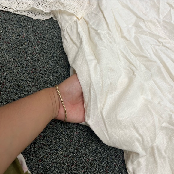 OLD NAVY Off-White Cream Flutter Lace Sleeve Swing Mini Midi Dress Open-Back M - Picture 11 of 16